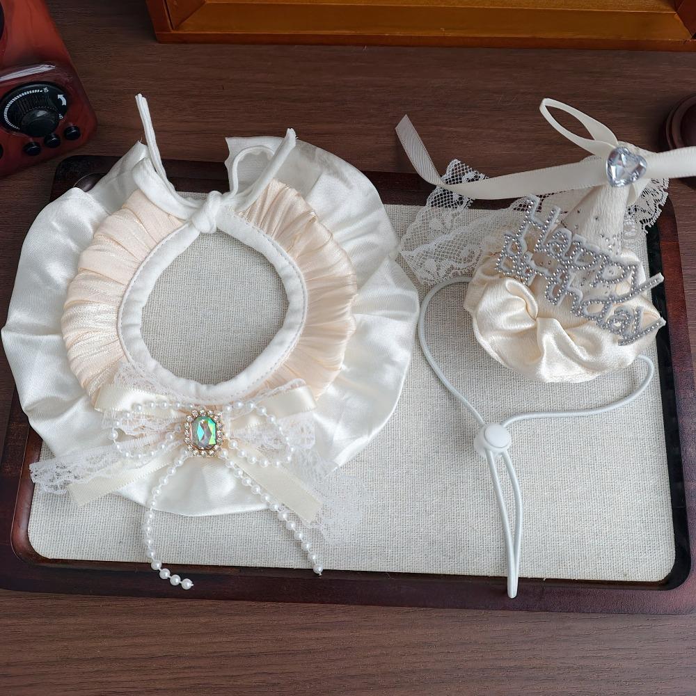 Rhinestone Pet Birthday Hat Scarf Set Cute Cat Princess Hat Pet Birthday Party