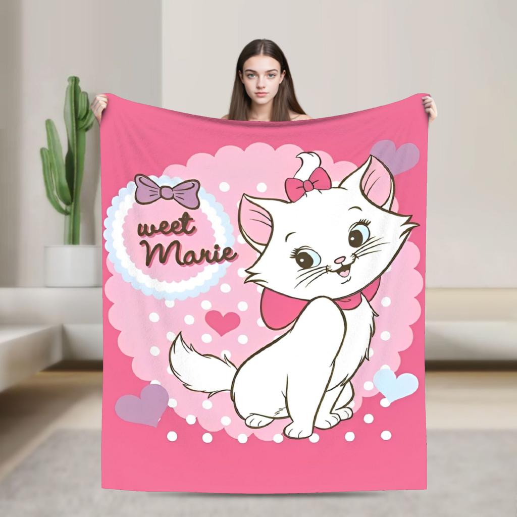Marie Cat Cartoon  Warm Soft Blanket  Camping Plush Throw Blanket Fashion Home Decor Flannel Bedspread Sofa Bed Cover