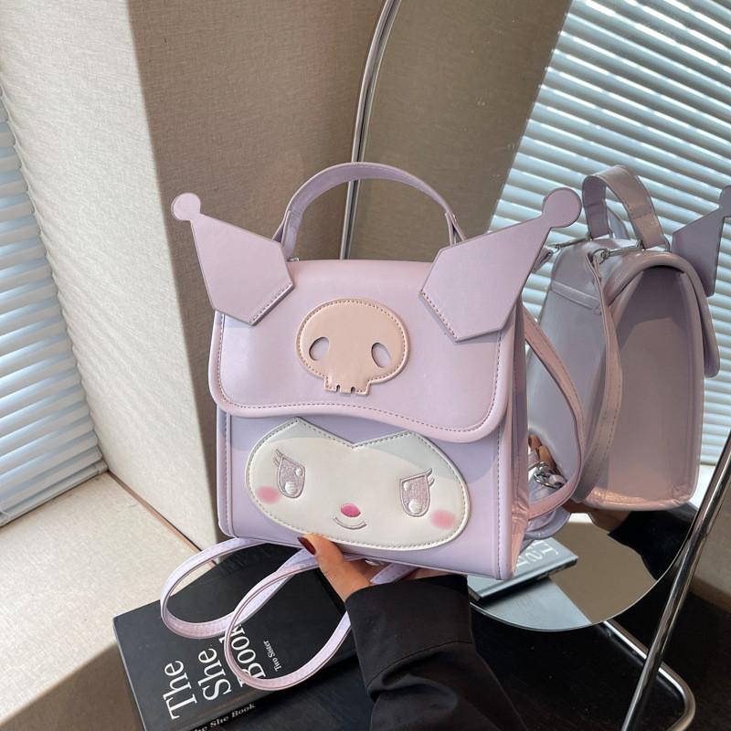 Kuromi Cute Girl Backpack Pu Material With Zipper Closure For Daily Use
