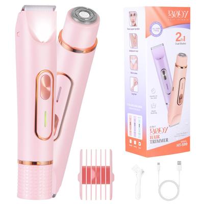 Damski Epilator Elektryczny i Trymer 2 w 1 Podwójna Głowica Golarka do Strefy Bikini dla Gładkiej Intymnej Skóry Depilacja