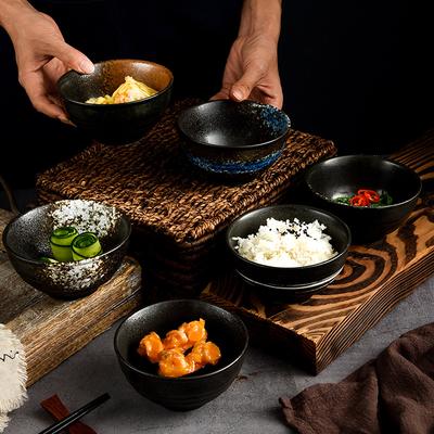 Ceramic Household Rice Bowl Japanese Retro Restaurant Home Tableware Eating Dishes Soup Bowl
