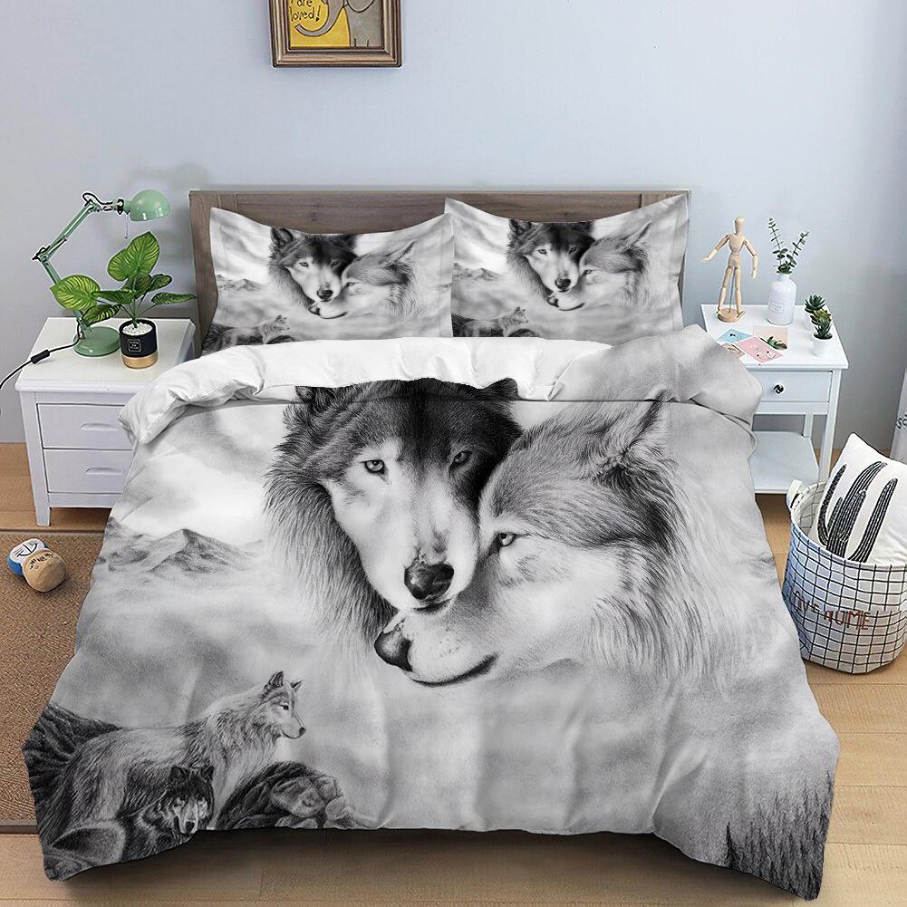 Luxuriöses Wolf Serie 3D Digitaldruck Bettwäsche-Set Enthält 3 Teile Für Tagesdecke 4 Teile Für Bettwäsche-Set