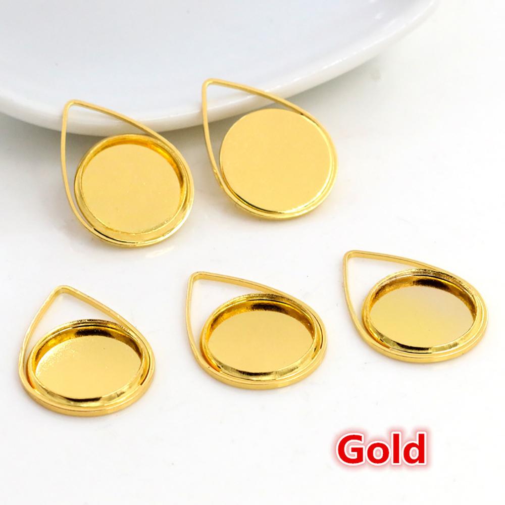 20pcs 12mm Inner Size Simple Pendant Cabochon Cameo Blank Base Setting Bezel Tray Charm for Earrings Bracelet Necklace Findings 
