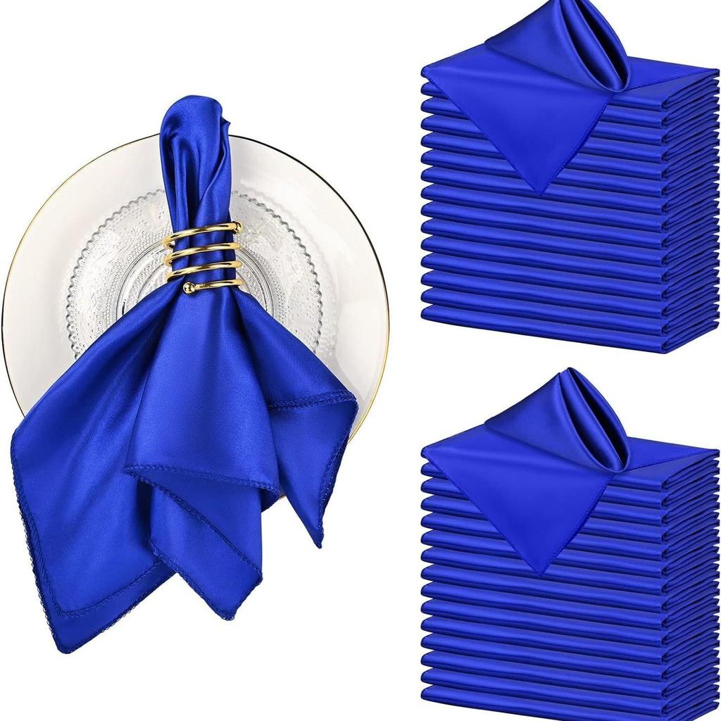 1PC Napkin Cloth Satin Face Mouth Cloth Lock Edge Solid Color Restaurant Hotel Square Wedding Decoration