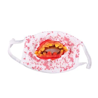 1pc Bloody Artificial Denture Halloween Scary Mouth Mask Muffle