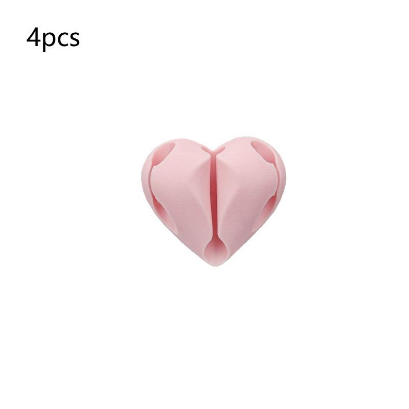 

Self Adhesive Silicone Heart Shaped Cable Organizer 4PCS USB Charging Desk Clip Holder Home Office Wire Holder Clip розовый