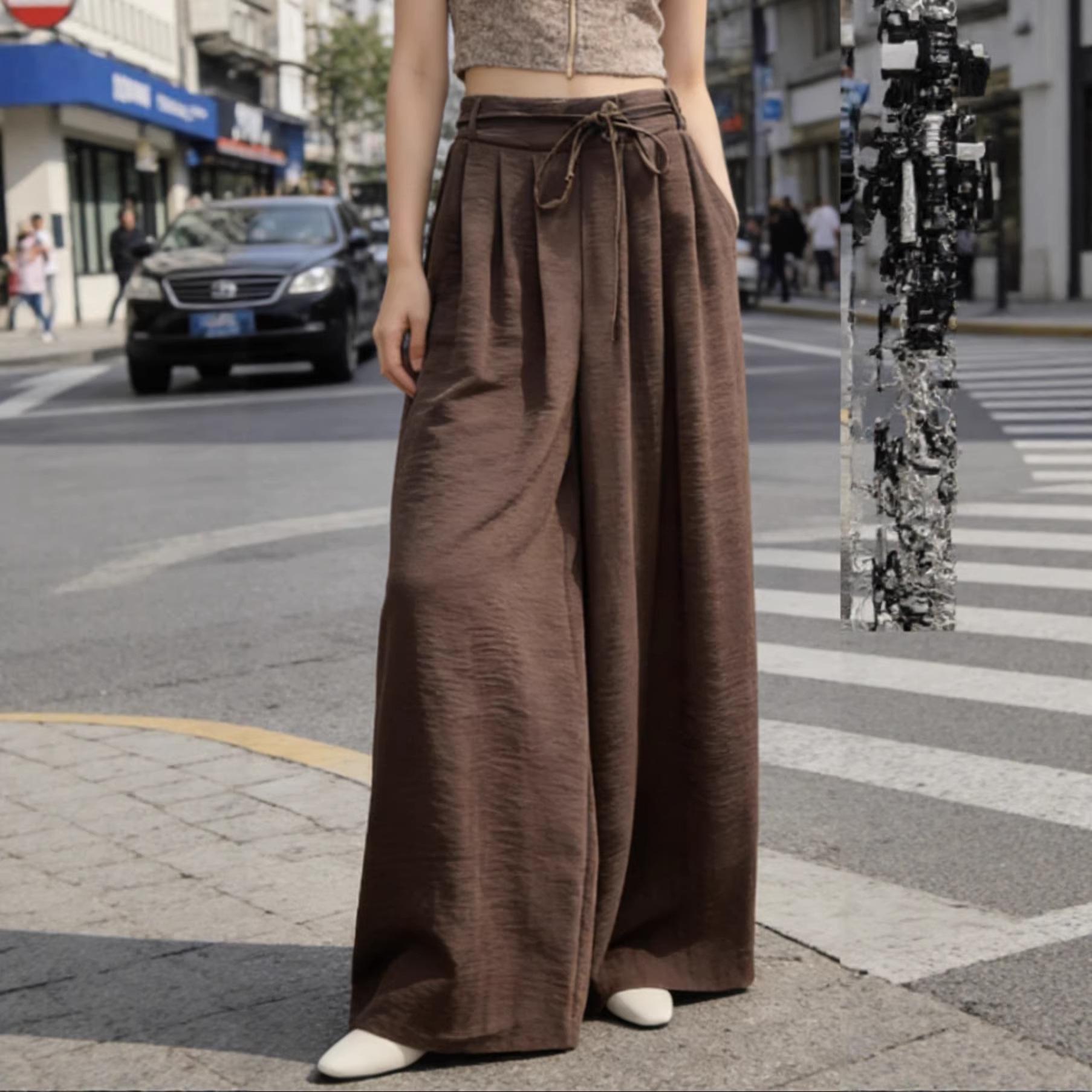 

Women s High-Waist Wide-Leg Sweatpants - Slimming, Drape, Casual, Two-Wear Style for Spring/Summer Pink Bean