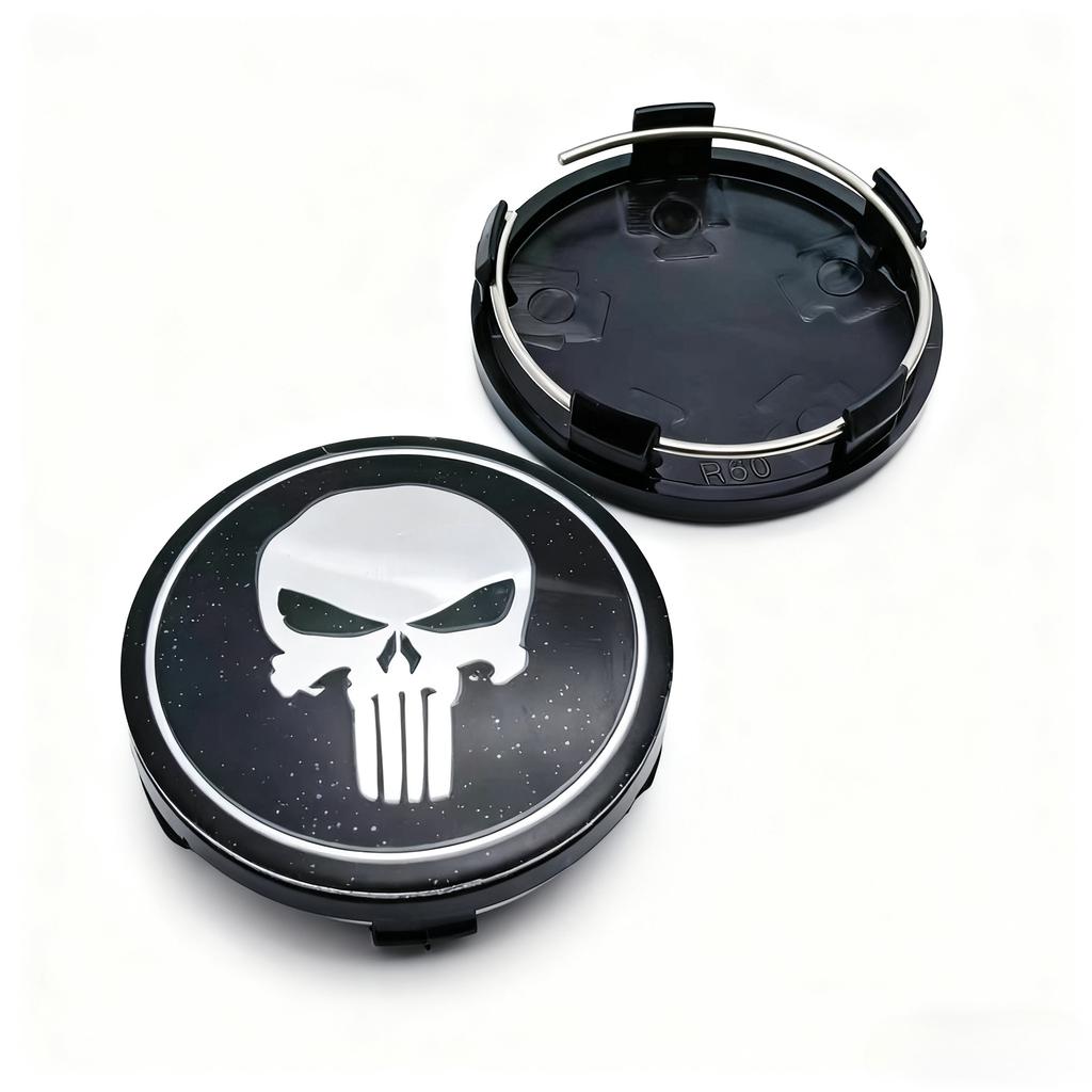 4pcs Skull Logo Badge Emblem Car Wheel Center Caps 60MM 56MM Rim Hubcaps Cover Wheels Hub Cap Replace Car Styling Accessories