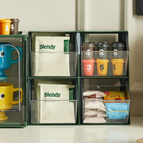 2-Compartment Upright Break Room Coffee Condiment and Cup Storage Organizer, Coffee Condiment Organizer Holder, Coffee Condiment Caddy Cup Storage Hol