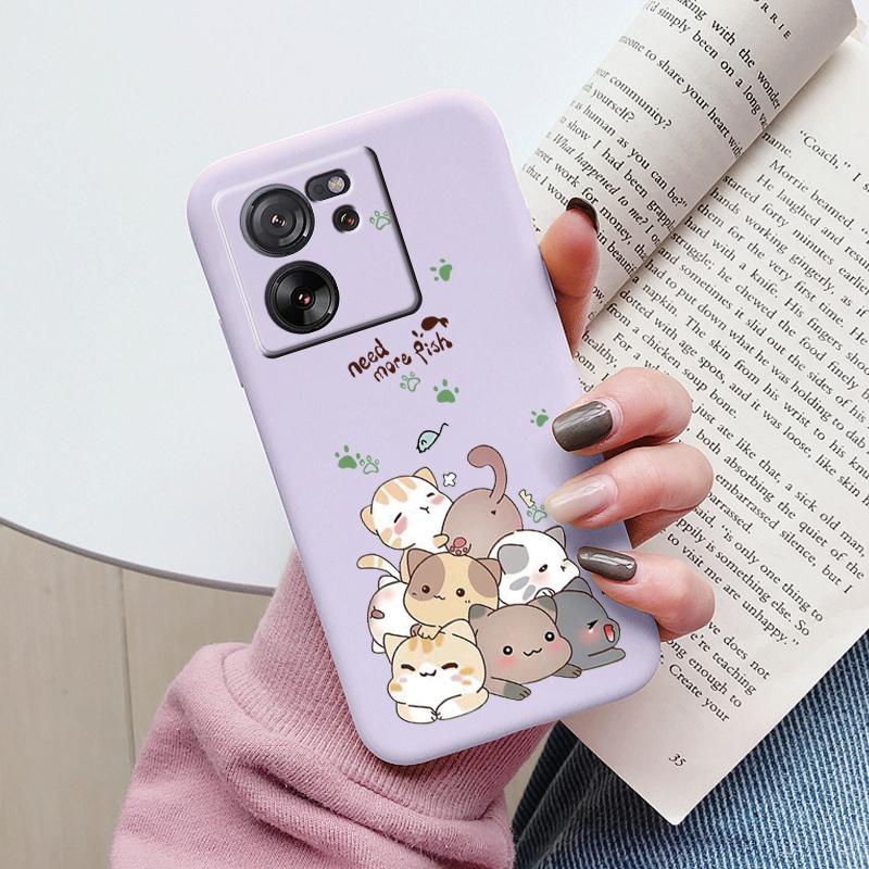 Cute Cat Case For Xiaomi 13T Pro Silicone Soft Back Cover Lovely Cartoon Painted Capa Shell For Xiaomi 13T Fundas 13tpro Coque