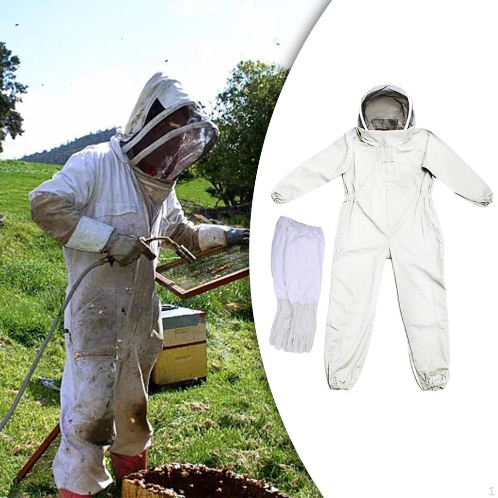 Beekeeping Suit Jumpsuit with Gloves Jacket for Indoor Backyard