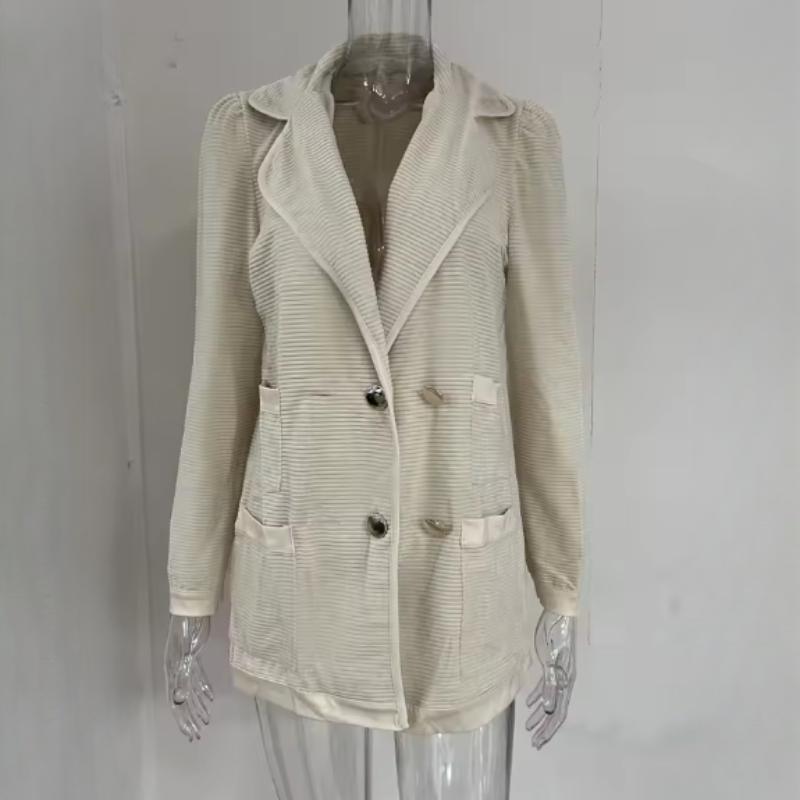Autumn and Winter Women's Casual Coat Texture Corduroy Long-sleeved Jacket