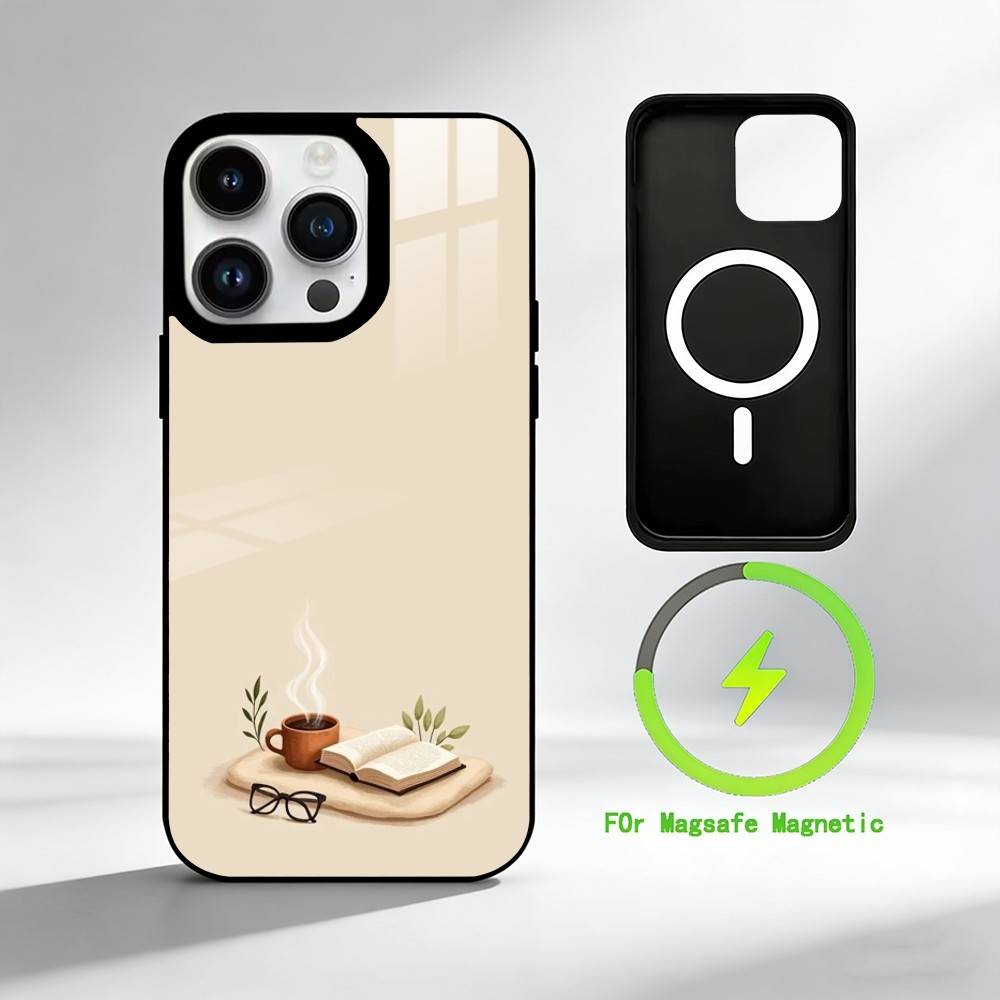 C-coffee Phone Case For iPhone 17 16 15 14 13 12 Pro Max Plus for Mirror Wireless Magnetic Cover