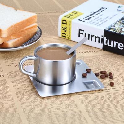 Stainless Steel Espresso & Milk Cup Set with Handles & Saucers