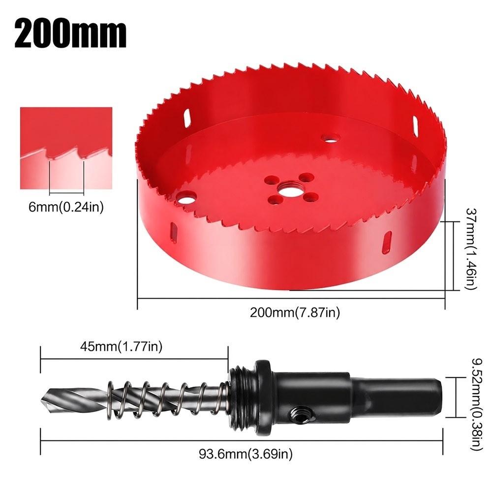 7-7/8 Inch Hole Saw Cutter 200mm Diameter HSS Hole Saw Durable Bi-Metal Hole Saw  For Wood