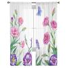 Blumen Aquarell Gardinen für Wohnzimmer Fenster Transparent Voile Tüll Vorhang Schlafzimmer Vorhänge Wohnkultur