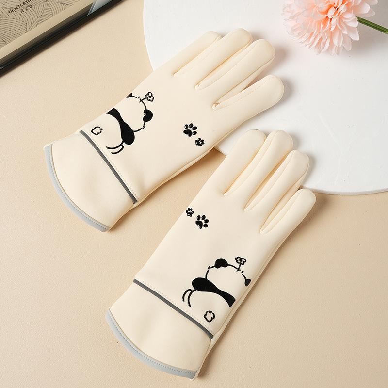Austrian Velvet Children's Thermal Gloves Winter Panda Boys and Girls Fleece Anti-splashing, Windproof and Thickened Outdoor Play Snow Gloves