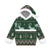 Kids Casual Christmas Pet Print Hooded Sweatshirt with Large Pocket for Holiday Wear