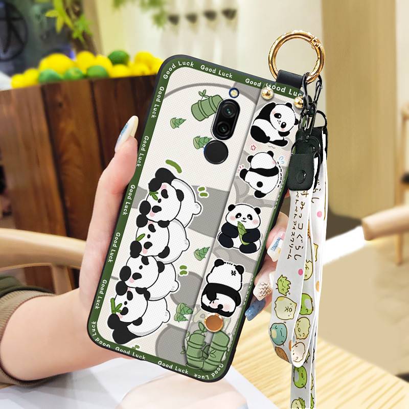 Cute Kickstand Phone Case For Xiaomi Redmi 8 Protective Silicone Cartoon Fashion Design Back Cover Lanyard Anti-knock