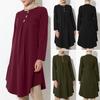 2025 Women's Fashion Muslim Solid Color Button Casual Long Sleeve Swallowtail Hem Dress