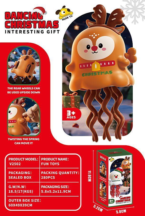 

Mini Wind up Dancing Reindeer Santa Claus Octopus Toy Creative Twist Christmas Halloween Stress-relieving Toy for Kids