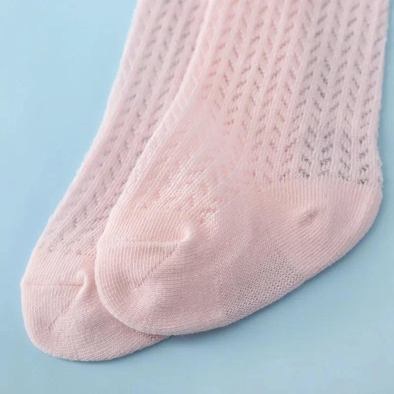 0-24Month Baby Girl Socks Toddler Bow Cotton Summer Mesh Lace Baby Knee Socks Newborn Infant Baby Princess Long Socks 2025 New
