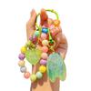 Keychain Strong Load-Bearing Macaron Color Beads Key Chain with Glitter Cicada Pendant Portable Anti-Lost Mobile Phone Chain Bag Hanger