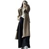 Women's Gray Mid-Length Trench Coat - 2025 Spring Autumn, Korean Petite Design, British Style