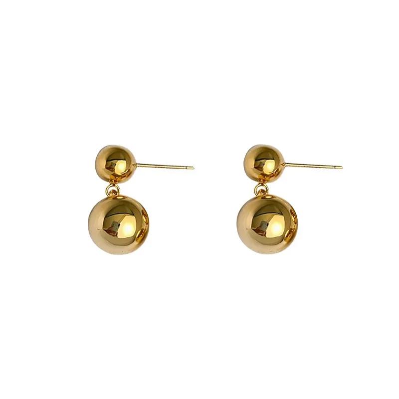 Cold Style Metal Double Ball Earrings, Niche High-End Spherical Earrings, Women'S Simple And Versatile Design Earrings