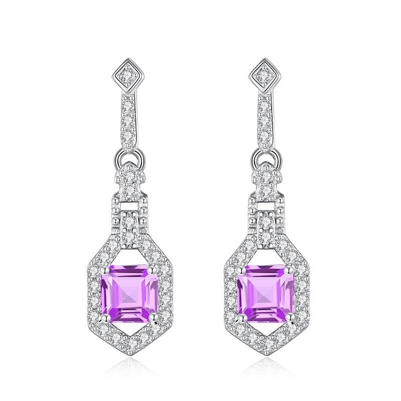Natural crystal stone fringed earrings s925 sterling silver stud earrings women s niche garnet amethyst light luxury accessories fashion gifts