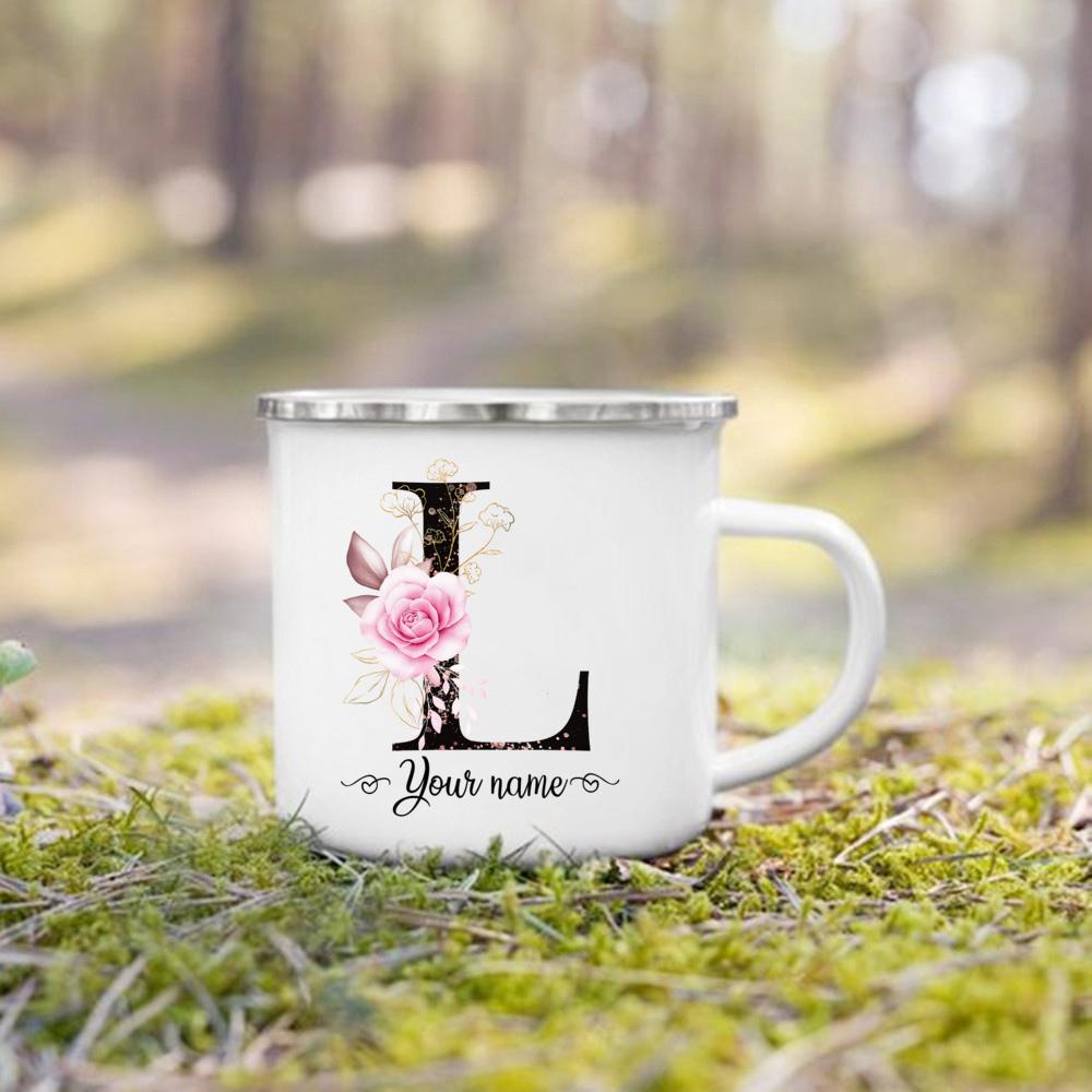 Personalized Mug Initial with Name Cup Custom Tea Coffee Hot Chocolate Mugs Wedding Bride Bridesmaid Mothers Day Gifts for Her