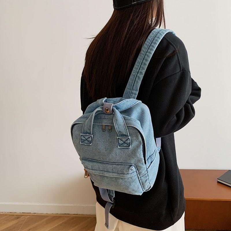 Retro Denim Backpack Student Schoolbag