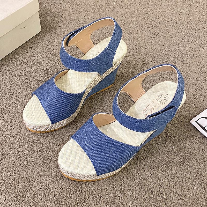 Women's Platform Wedge Peep-Toe Sandals with Round Toe High Heel for Outdoor Wear