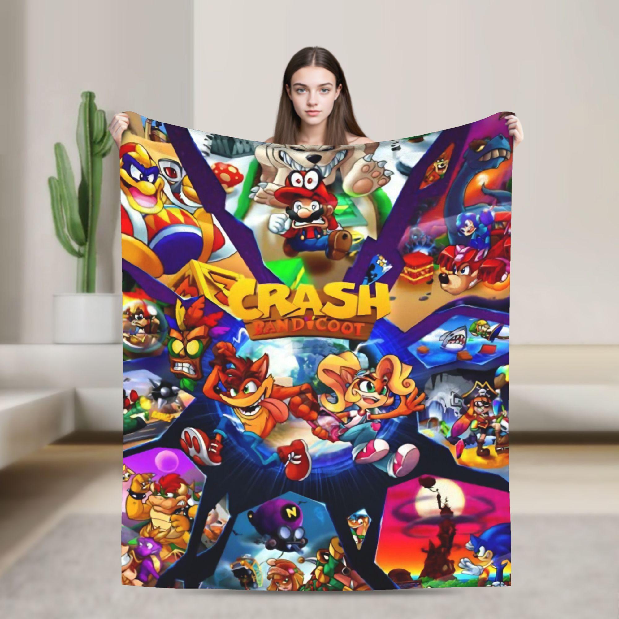 

Crashs Bandicoots Flannel Blankets Warm Soft Throw Blanket for Home Decor Travel Graphic Bedspread Sofa Bed Cover 30x40in