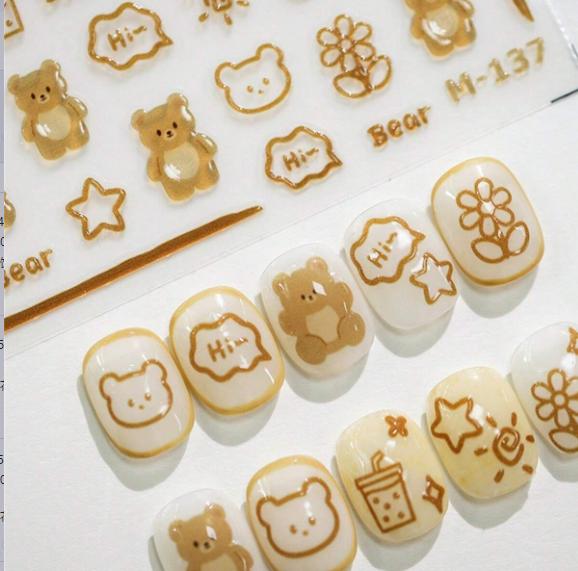 1pcs 5D Bronzing Star Moon Nail Art Stickers Luxury Gold Silver Adhesive Slider Press on Nail Decoration Decals Accessories DIY