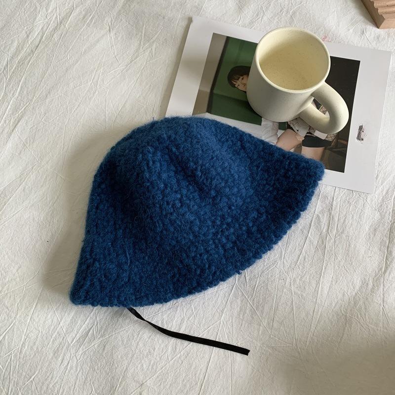 

Лицо в японском стиле, показывающее шляпу рыбака из овечьей шерсти для женщин на осень и зиму, новую универсальную простую ретро шляпу-ведро для тепла, шляпу-тазик M（56-58cm）
