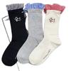 European Goods West Highland Socks Blue Plaid Lace Puppy Embroidery Mid-Leg Socks Personality Trend Wear Piles Of Socks Cotton