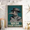 Vintage Poster Plague Doctor Wash Your Hand Sign Public Health Retro Wall Art Bathroom Canvas Painting Print Doctor Office Decor No Frame