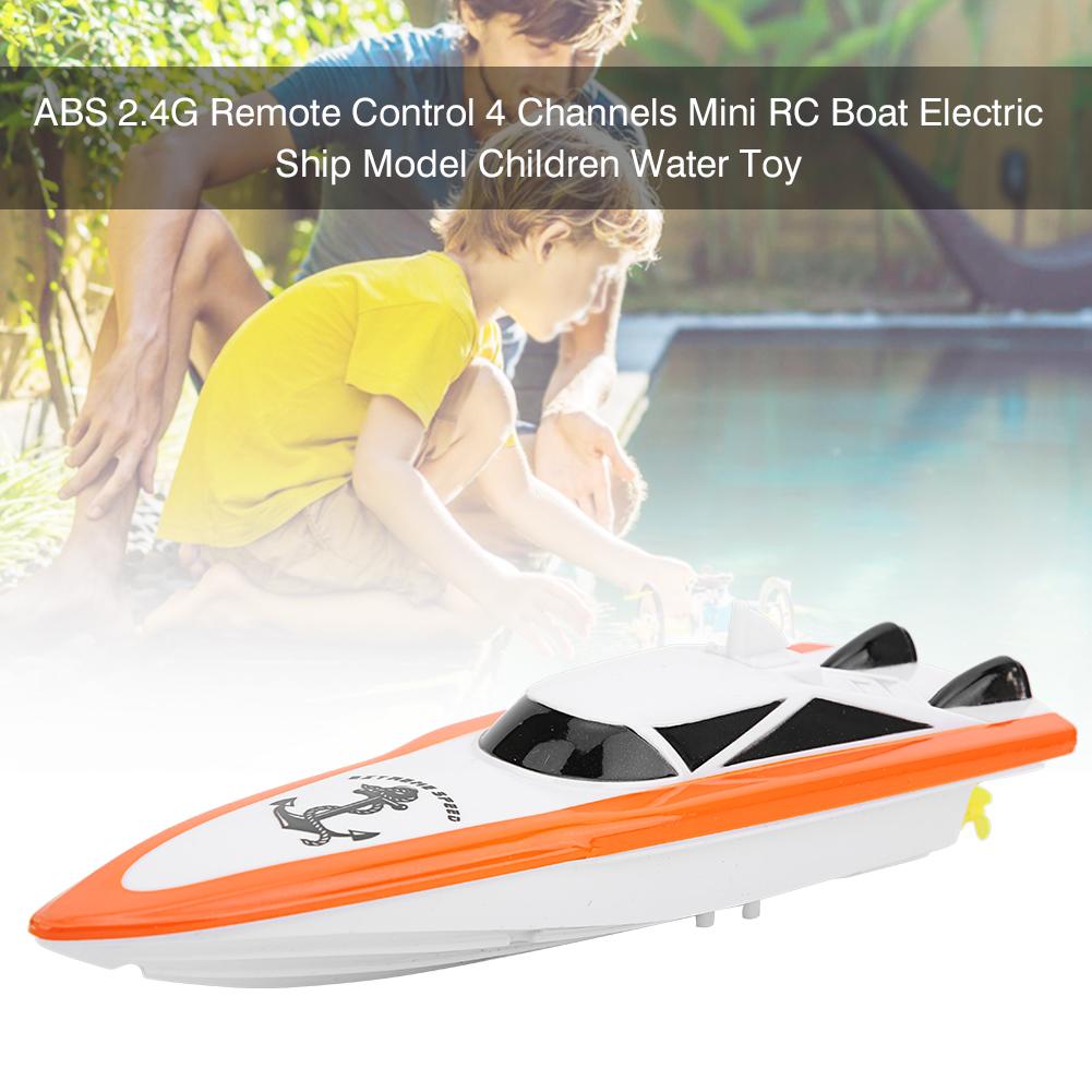 ABS 2.4G Remote Control 4 Channels Mini RC Boat Electric Ship Model Children Water ToyOrange 100B4