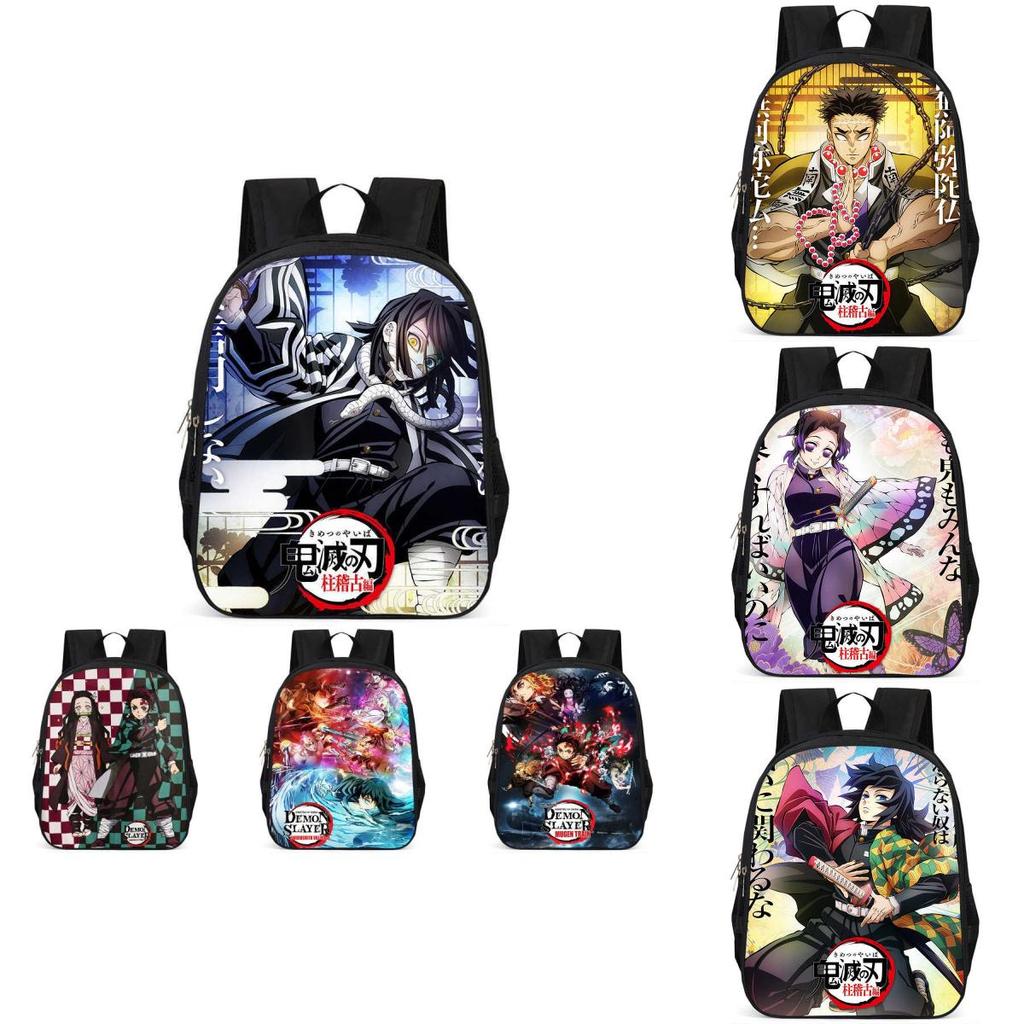 Spacious Demon Slayer Backpack Oxford Fabric Unisex Anime-inspired Schoolbag