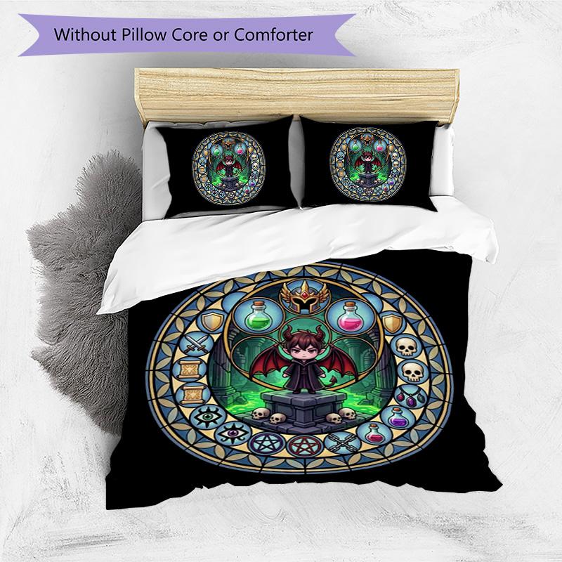 Fantasy Demon Glass Pattern Bedding,Quilt Set Quilt Cover Pillowcase Home Birthday Gift (1*duvet cover+2*pillowcase,without core)