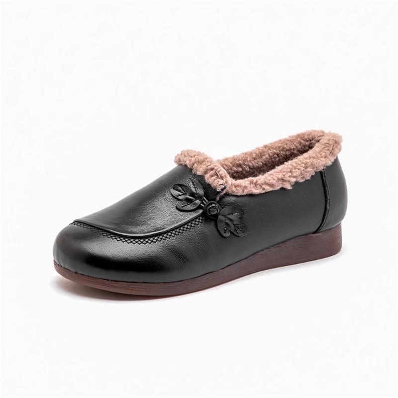 Fashion GKTINOO 2025 Shoes Women Winter Warm Wool Genuine Leather Flat Shoes Casual Loafers Slip On Women's Flats Shoes Moccasins Lady
