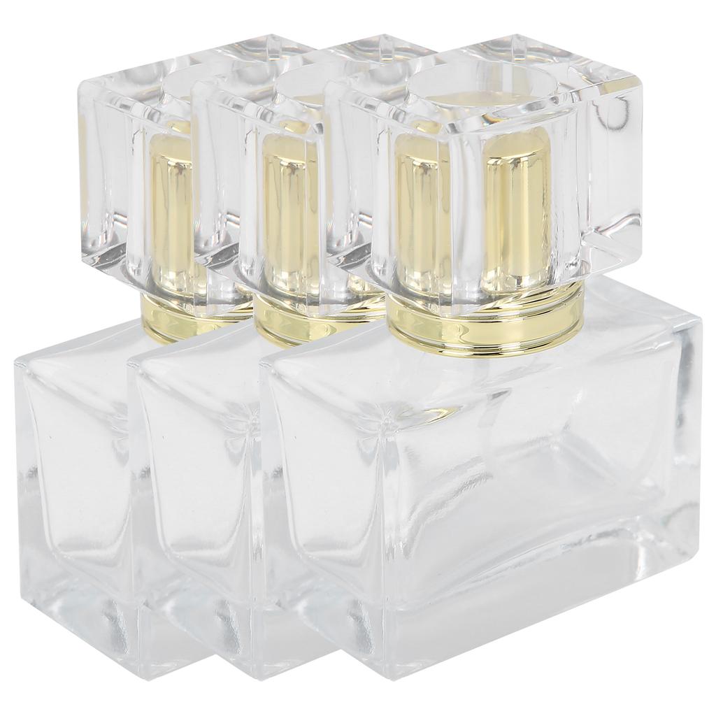 3pcs Glass Empty Perfume Bottle Makeup Refillable Perfume Spray Bottle DispenserGold