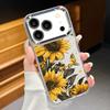 Sunflower Floral Pattern Case For iPhone 17 Pro Max iPhone 16 15 14 13 Pro Max 11 17e 16e Plating Lens Frame Clear Soft Silicone Back Cover