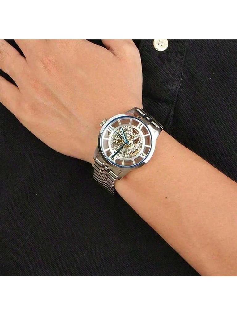 Fossil Townsmatic Automatic Skeleton Dial Men's Mechanical Watch,Stainless Steel Strap, Hollowed Out Dial,Suitable For Daily Wear, As A Gift ME3073