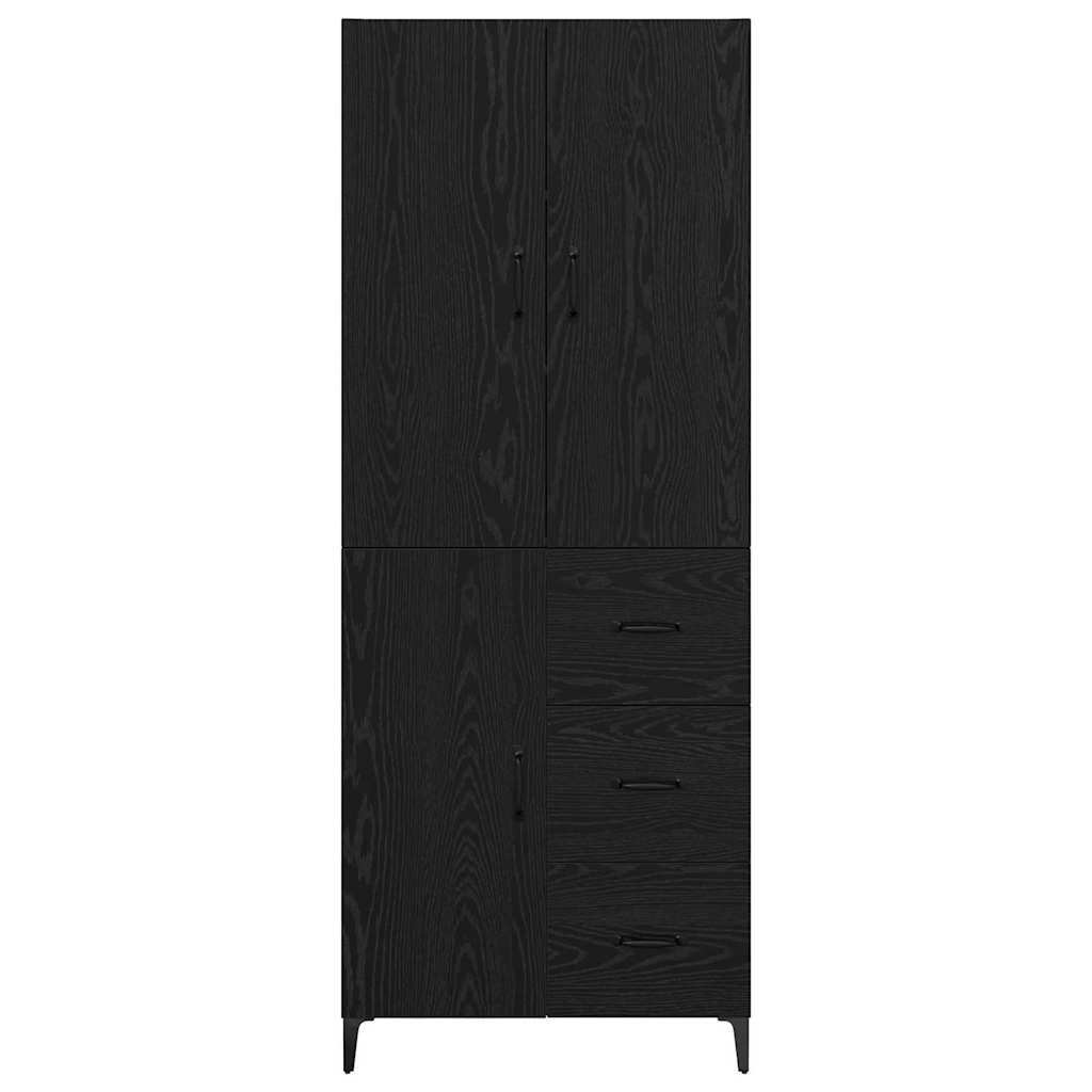 Highboard in Black Oak Look 69.5 x 34 x 180 cm Particleboard
