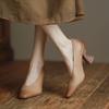 Fashion High Quality Genuine Leather Women Pumps Thick Heels Square Toe Basic Office Ladies Casual Shoes Woman 2025 Spring Summer New