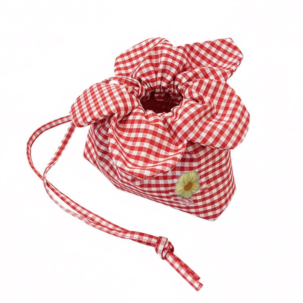 

New Design Flower Design Bucket Bag Cute Plaid Candy Color Shoulder Bag Casual Phone Pouch Women s Use червоний