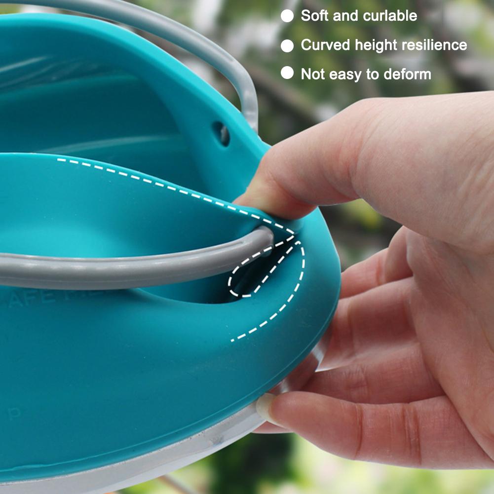 1L Outdoor Silicone Kettle  Camping Kettle Foldable Water Pot Stainless Steel Bottom for Travel Picnic for Hiking