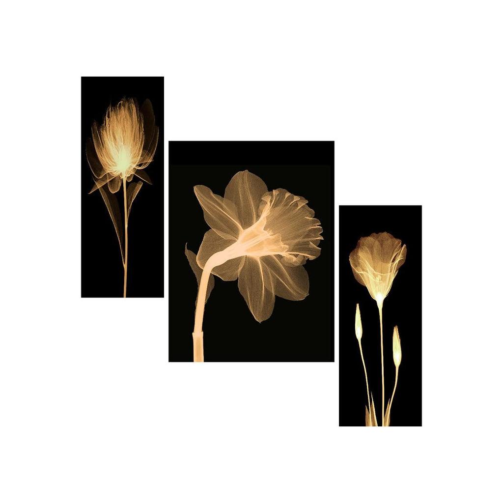 SAF Set di 3 Preety Brown Flower UV Textured MDF Home Decorative Gift Item Floral Painting 12 pollici X 18 pollici